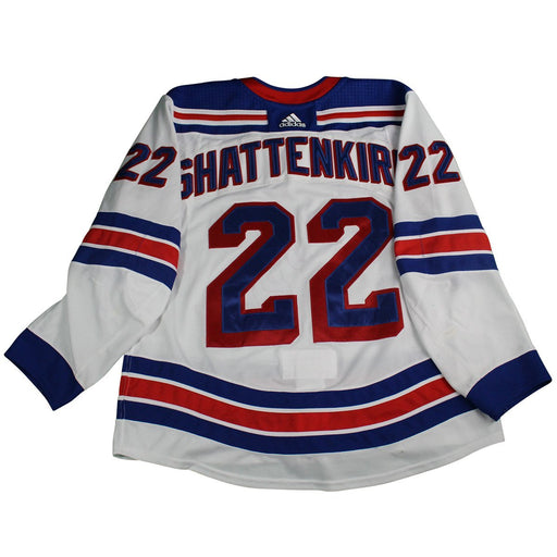 Kevin Shattenkirk New York Rangers 2017-2018 Game Used #22 Set 2  White Jersey w/ 100th Anniversary Patch (removed) Worn 12/5/17-2/17/18) Size 56