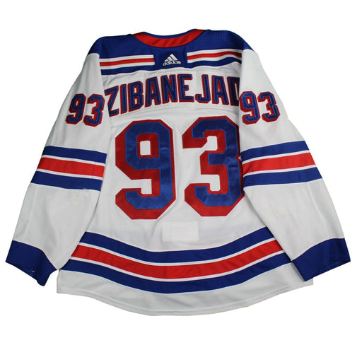 Mika Zibanejad New York Rangers 2017-2018 Game Used #93 Set 2  White Jersey w/ 100th Anniversary Patch (removed) Worn 12/5/17-2/17/18) Size 56