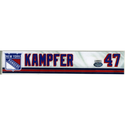 Steven Kampfer # 47 New York Ranger 2017/2018 Game Used Locker Room Name Plate