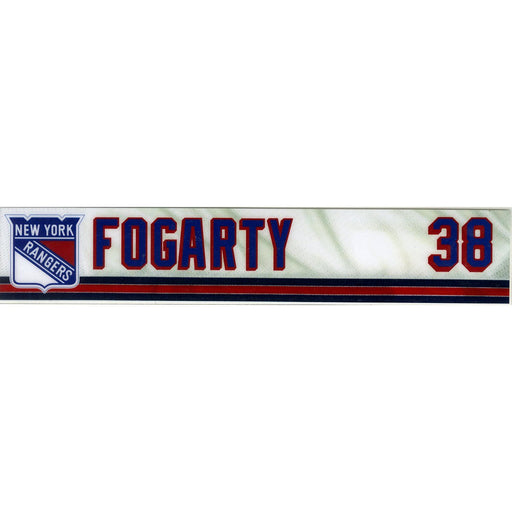 Steve Fogarty # 38 New York Ranger 2017/2018 Game Used Locker Room Name Plate