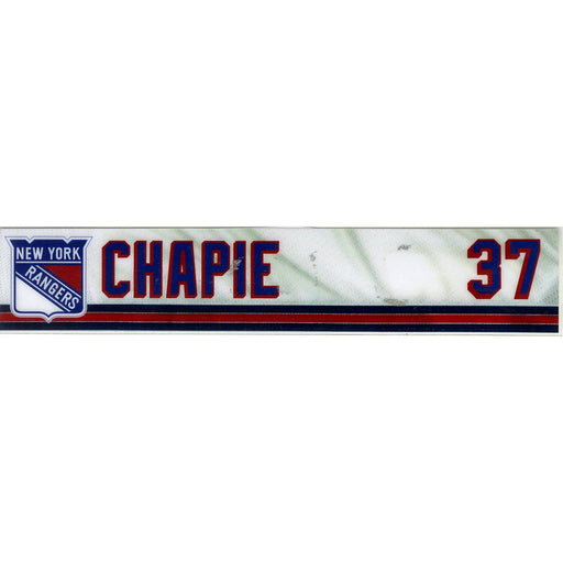 Adam Chapie # 37  New York Ranger 2017/2018 Game Used Locker Room Name Plate