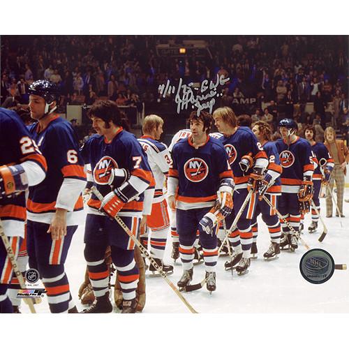 J.P. Parise Islanders Shaking Hands After Eliminating Rangers 16x20 Photo w GWG And Jeep Insc.