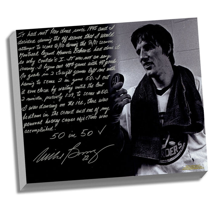 Mike Bossy Facsimile 50 Goals in 50 Games Stretched 22x26 Story Canvas