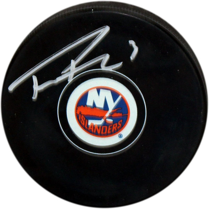 Travis Hamonic Signed Islanders Puck