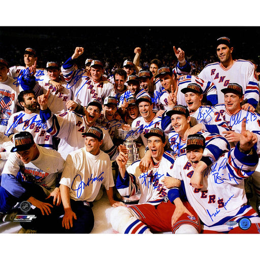 1994 New York Rangers Team Signed Celebration 16x20 Photo (LE of 66) (15 Sigs - Missing Gilbert)