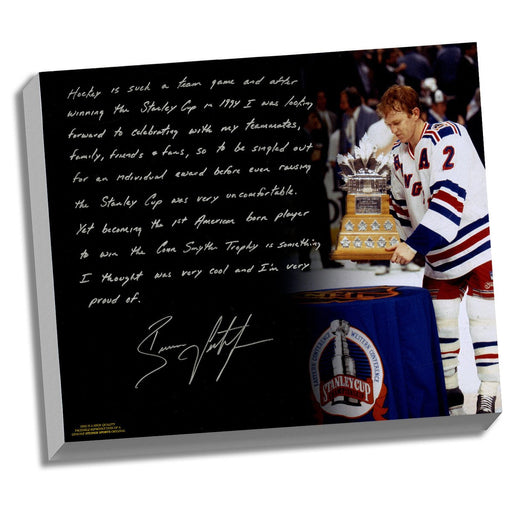 Brian Leetch Facsimile 1st American Conn Smythe Winner Story Stretched 16x20 Canvas