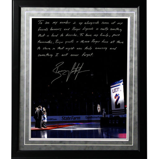 Brian Leetch Facsimile Banner Night Framed Metallic 16x20 Story Photo