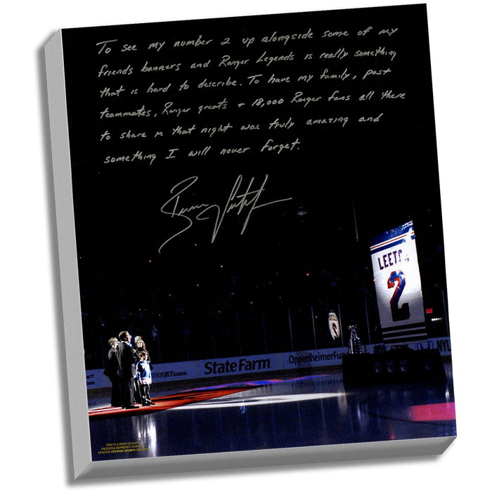 Brian Leetch Facsimile Banner Night Stretched 22x26 Story Canvas