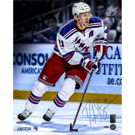 Derek Stepan Signed New York Rangers White Jersey 16x20 Photo