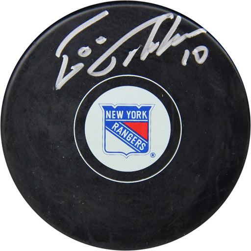 Esa Tikkanen Signed New York Rangers Logo Puck