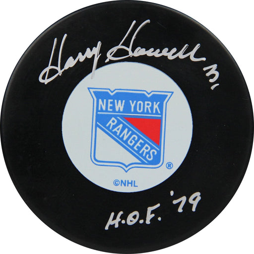 Harry Howell New York Rangers Signed Hockey Puck wHOF 79Insc.(AJ Sports Auth)