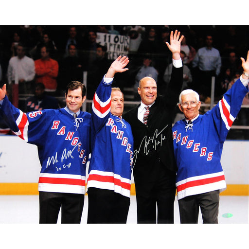 Mark Messier Mike Richter Dual Signed Messier Retirement Night 16x20 Photo w 94 Cup & Date Insc