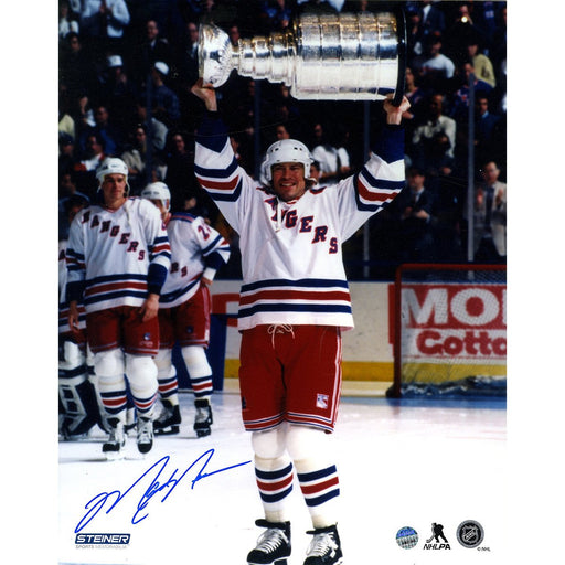 Mark Messier Signed Stanley Cup Over Head 8X10 Photo