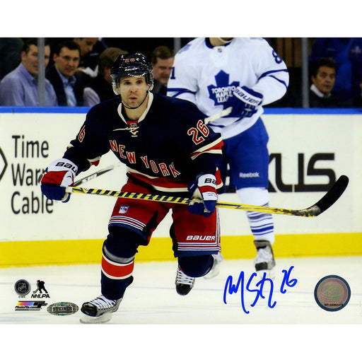 Martin St. Louis Signed Rangers Debut Royal Jersey 8x10 Photo