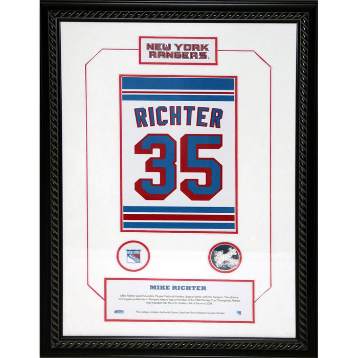 Mike Richter 35 Retired Number NY Rangers 14x20 Framed Collage w Nameplate