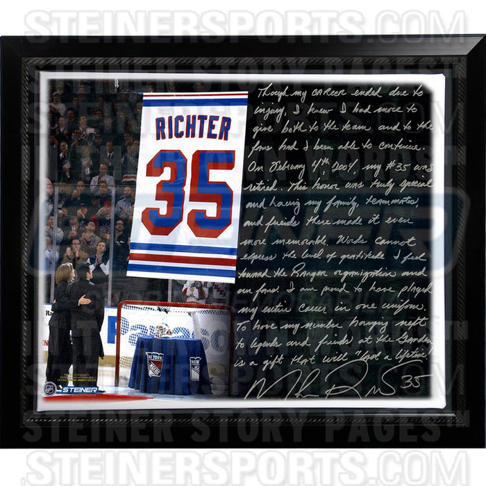 Mike Richter Facsimile Jersey Retirement Night Stretched Framed 22x26 Story Canvas