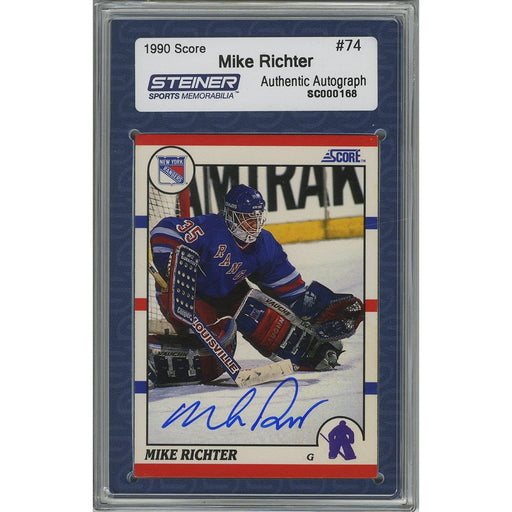 Mike Richter Signed 1990-91 Score Rookie Card 74 (Slabbed by Steiner)