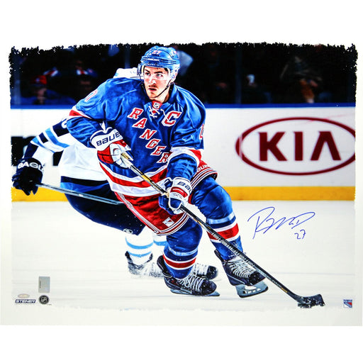 Ryan McDonagh Signed in Blue Jersey Skating 22x26 Canvas