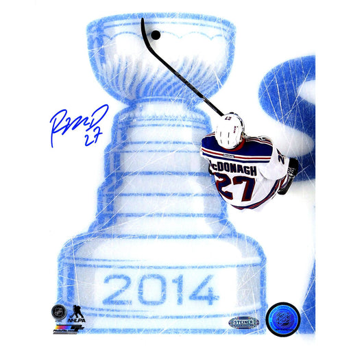 Ryan McDonagh Signed Skating Over 2014 Stanley Cup Logo 8x10 Photo