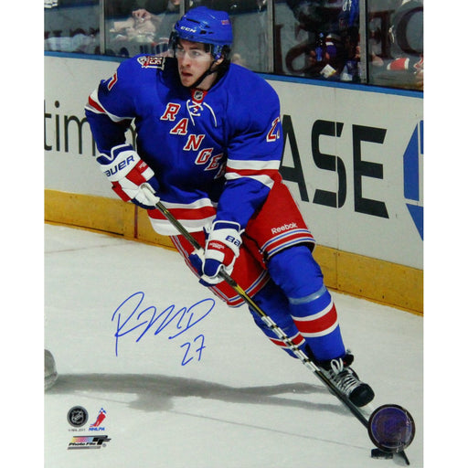 Ryan McDonagh Skating Rangers Blue Jersey Vertical 16x20 Photo Facing Left