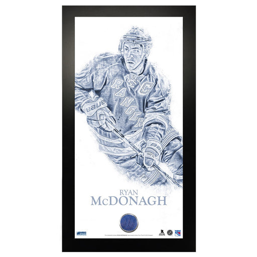 Ryan McDonagh Sketch Graphic 10x20 Photo Collage w Game Used Jersey