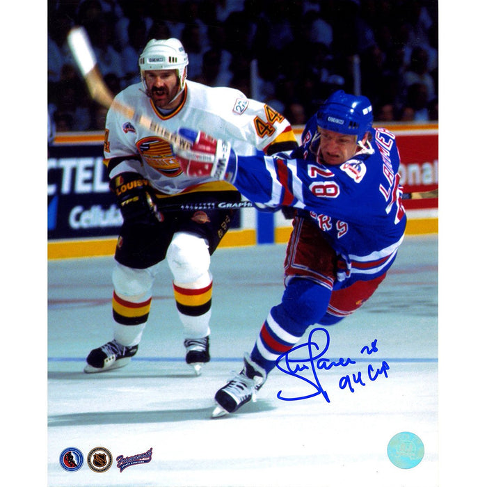 Steve Larmer New York Rangers Signed 1994 Stanley Cup Finals 8x10 Photo w94 CupInsc. (AJ Sports Auth)