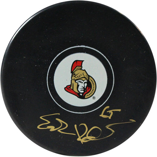 Erik Karlsson Signed Senators Puck (Frozen Pond Auth)(Signed in Gold)