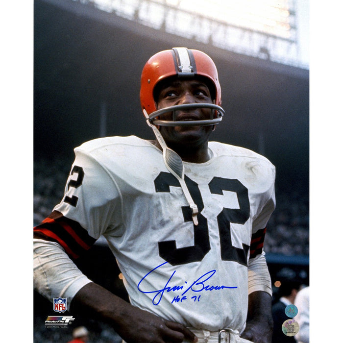 Jim Brown Cleveland Browns Signed Rookie Close-Up 16x20 Photo w HOF 71 Insc (AJ Sports Auth)