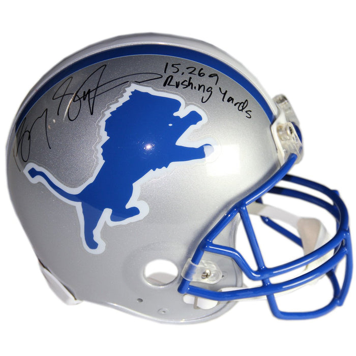 Barry Sanders Signed Detroit Lions Authentic Helmet w 15269 Rushing Yards Insc