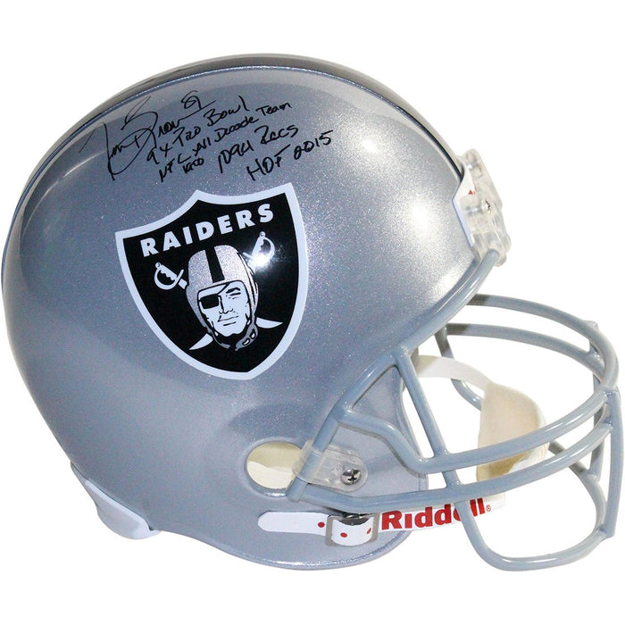 Tim Brown Signed Oakland Raiders Replica Helmet w 9x Pro Bowl NFL 1990 All Decade Team 1094 Recs and 2015 HOF Insc.