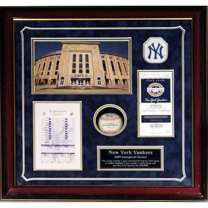 2009 at Yankee Stadium Inaugural Season Game Used Baseball Collage - 18x18 10650