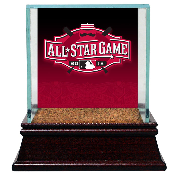 2015 All-Star Game Logo Glass Baseball Case w Game Used Dirt From Game