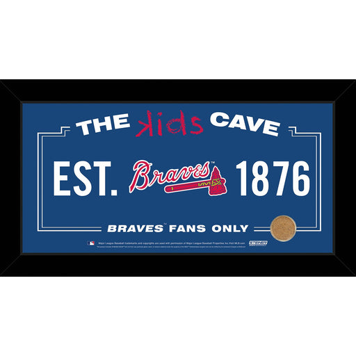 Atlanta Braves 6x12 Kids Cave Sign w Game Used Dirt from Turner Field