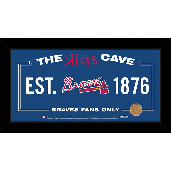 Atlanta Braves 6x12 Kids Cave Sign w Game Used Dirt from Turner Field