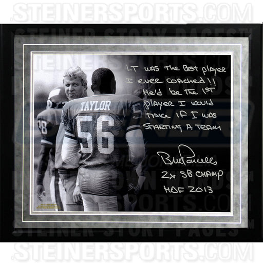 Bill Parcells Facsimile On Lawrence Taylor Framed Metallic 16x20 Story Photo