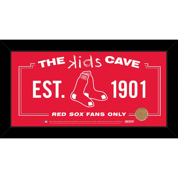 Boston Red Sox 10x20 Kids Cave Sign w Game Used Dirt from Fenway Park