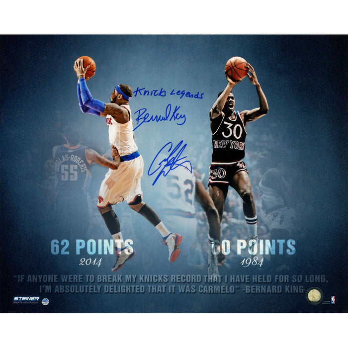 Carmelo AnthonyBernard King Dual Signed Knicks Points Record 16x20 Collage Photo w Knicks Legends Insc