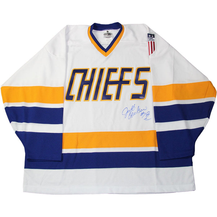 Charleston Chiefs Slap Shot White Jersey – Signed by Jeff Carlson