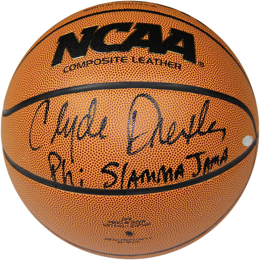 Clyde Drexler Signed NCAA Basketball W Phi Slamma Jamma Insc.