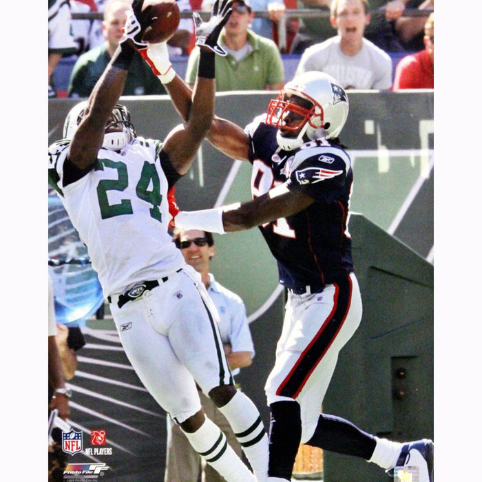 Darrelle Revis Interception vs Randy Moss of The New England Patriots Vertical 16x20 Photo