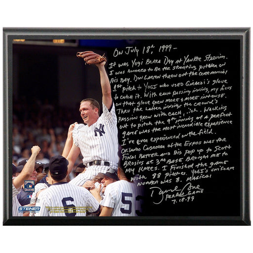 David Cone Facsimile Yogi Berra Day Perfect Game Metallic 8x10 Story Plaque