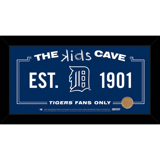 Detroit Tigers 10x20 Kids Cave Sign w Game Used Dirt from Comerica Park