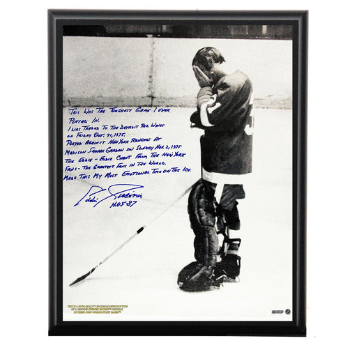 Eddie Giacomin Facsimile Returning to MSG Metallic 8x10 Story Plaque