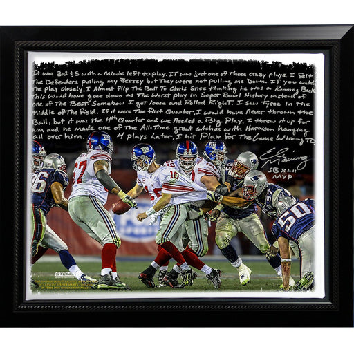 Eli Manning Facsimile Great Escape Story Stretched Framed 22x26 Canvas