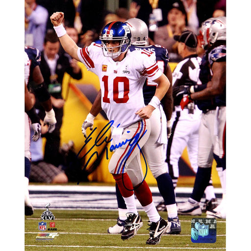 Eli Manning Signed Super Bowl XLVI Celebration Vertical 8x10 Photo