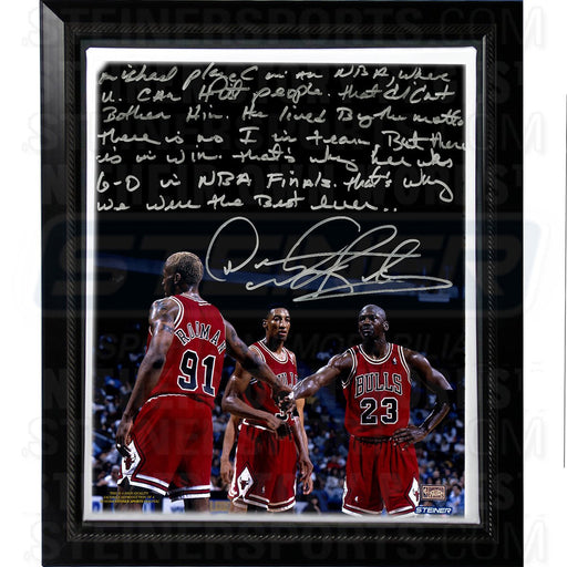 Framed Dennis Rodman Facsimile Playing With Michael Jordan Story Stretched Canvas