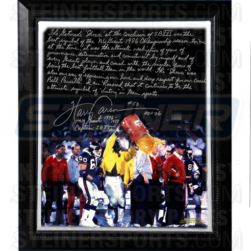 Harry Carson Facsimile Super Bowl Victory Story Stretched Framed 22x26 Canvas