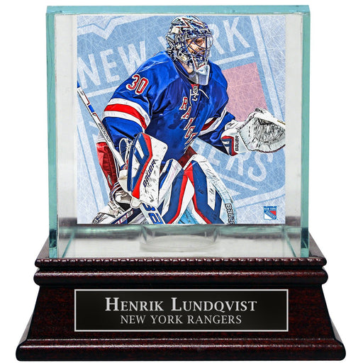 Henrick Lundqvist New York Rangers Puck Glass Display Case with Nameplate