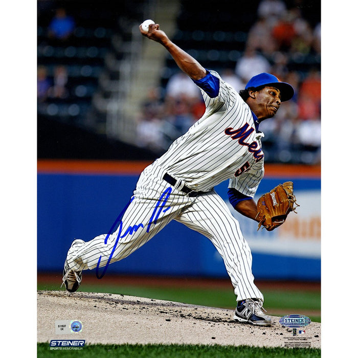 Jenrry Mejia Signed Pinstripe Jersey Pitching 8x10 Photo