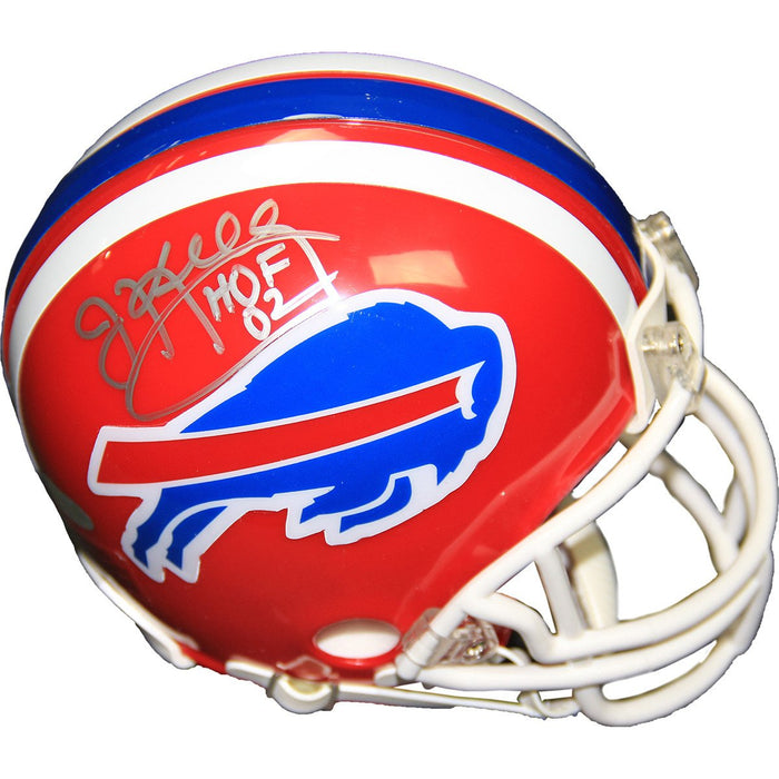 Jim Kelly Signed Buffalo Bills Mini Helmet w HOF Insc (Signed In Silver)